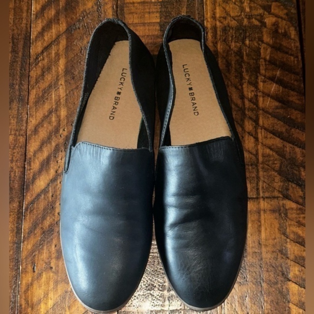 Lucky Brand Women’s Black Leather Cahill Penny Loafer Sz 10 (Unisex M/8.5)